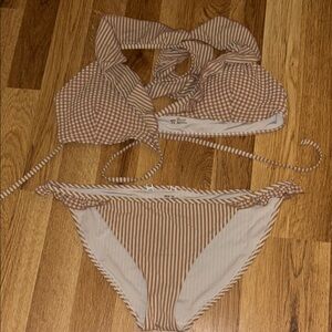 Aerie Brown Gingham Bikini Set